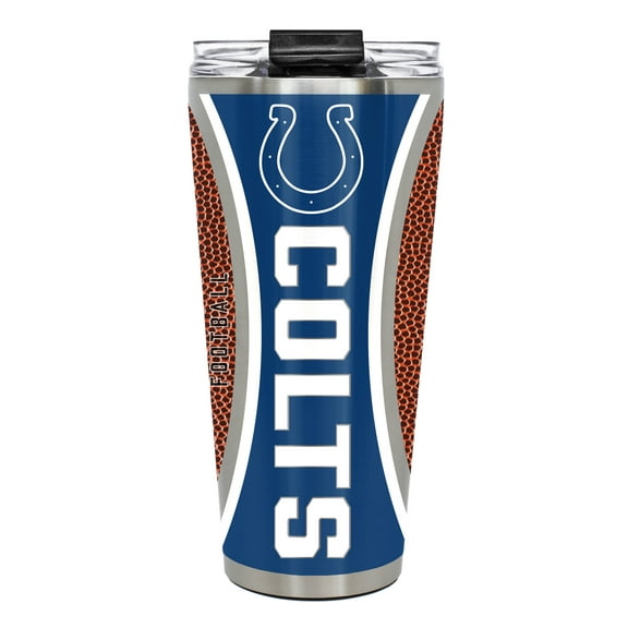 Indianapolis Colts 32 ounce vacuum insulated stainless steel tumbler with Gameball graphic