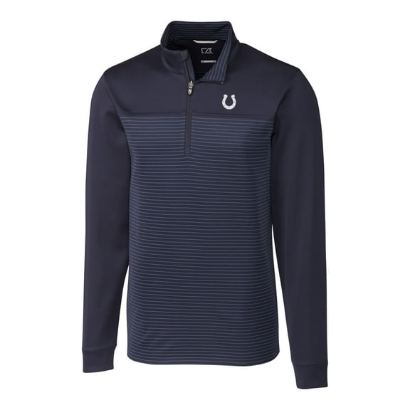 Men's Cutter & Buck Navy Indianapolis Colts Big & Tall Traverse Stripe Half-Zip Pullover Jacket