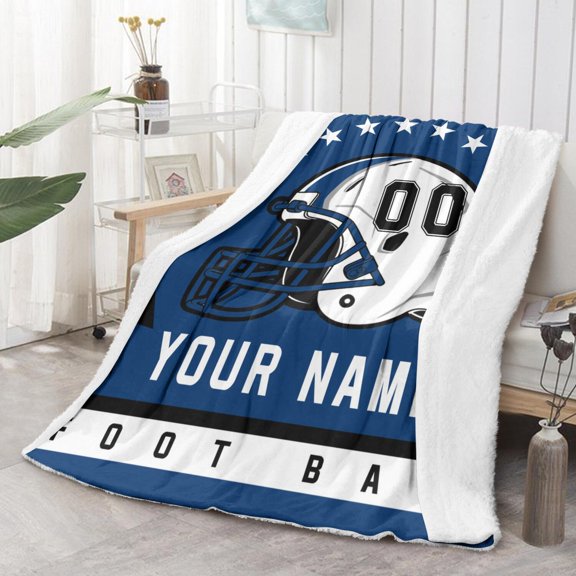 Indianapolis Custom Throw Blanket 60 * 50, Throw Blankets Printed with Any Name and Number for Men Women, Personalized Football Gifts for Fans