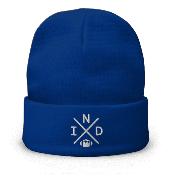 Indianapolis Football Retro IND Cross Winter Beanie Cap Hat (Royal)