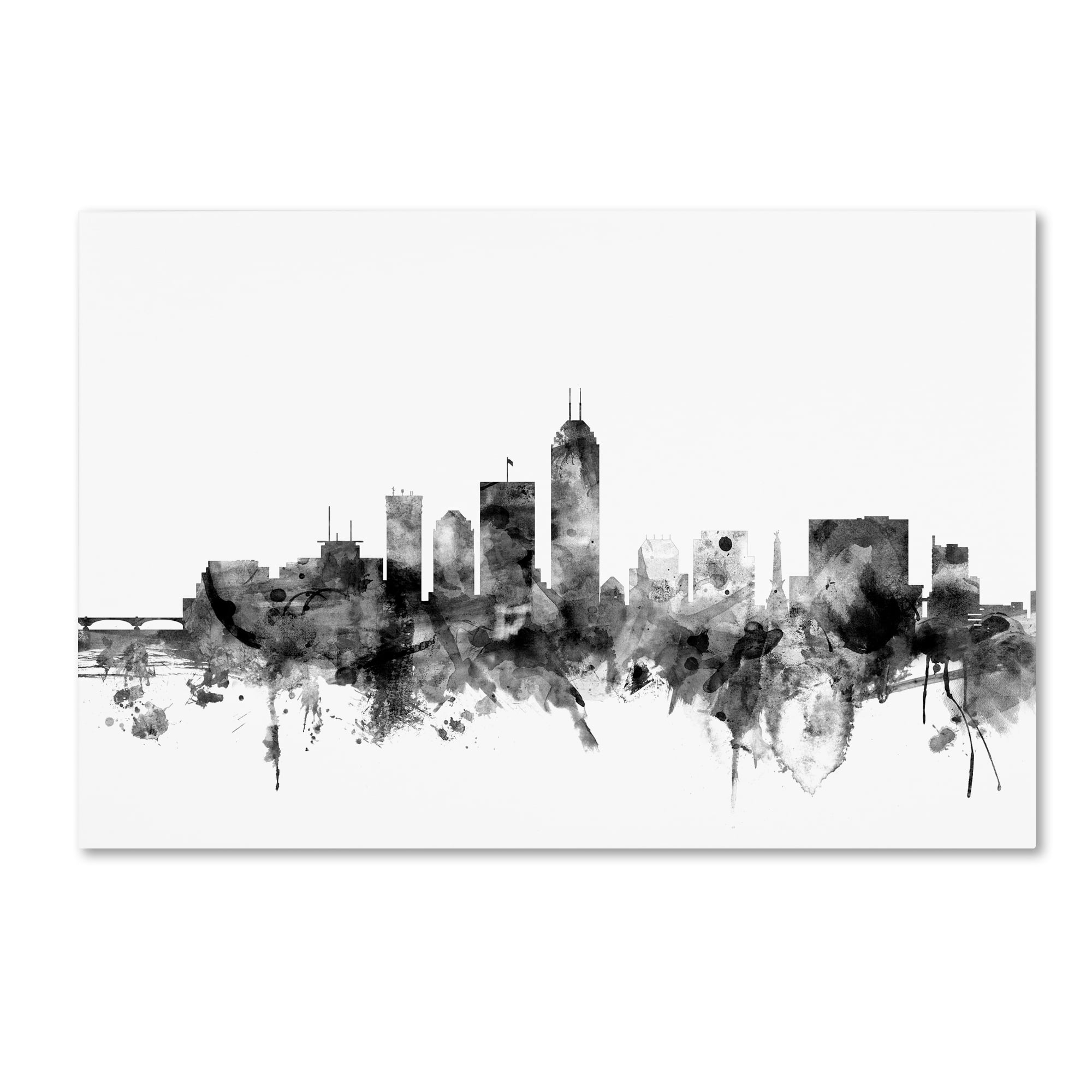 "Indianapolis IN Skyline B&W" Canvas Art by Michael Tompsett