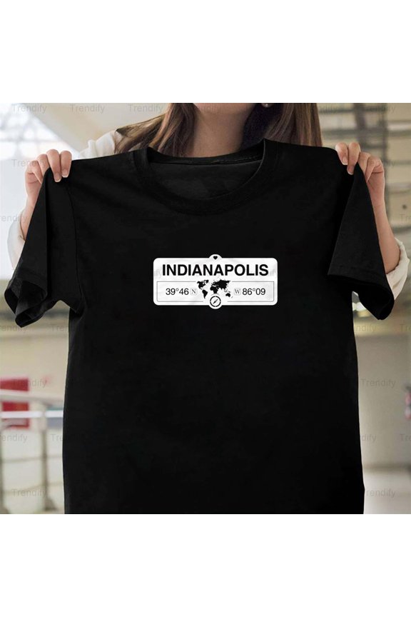 Indianapolis Indiana Map GPS Coordinates Artwork With Unisex T-Shirt, up to size 5XL