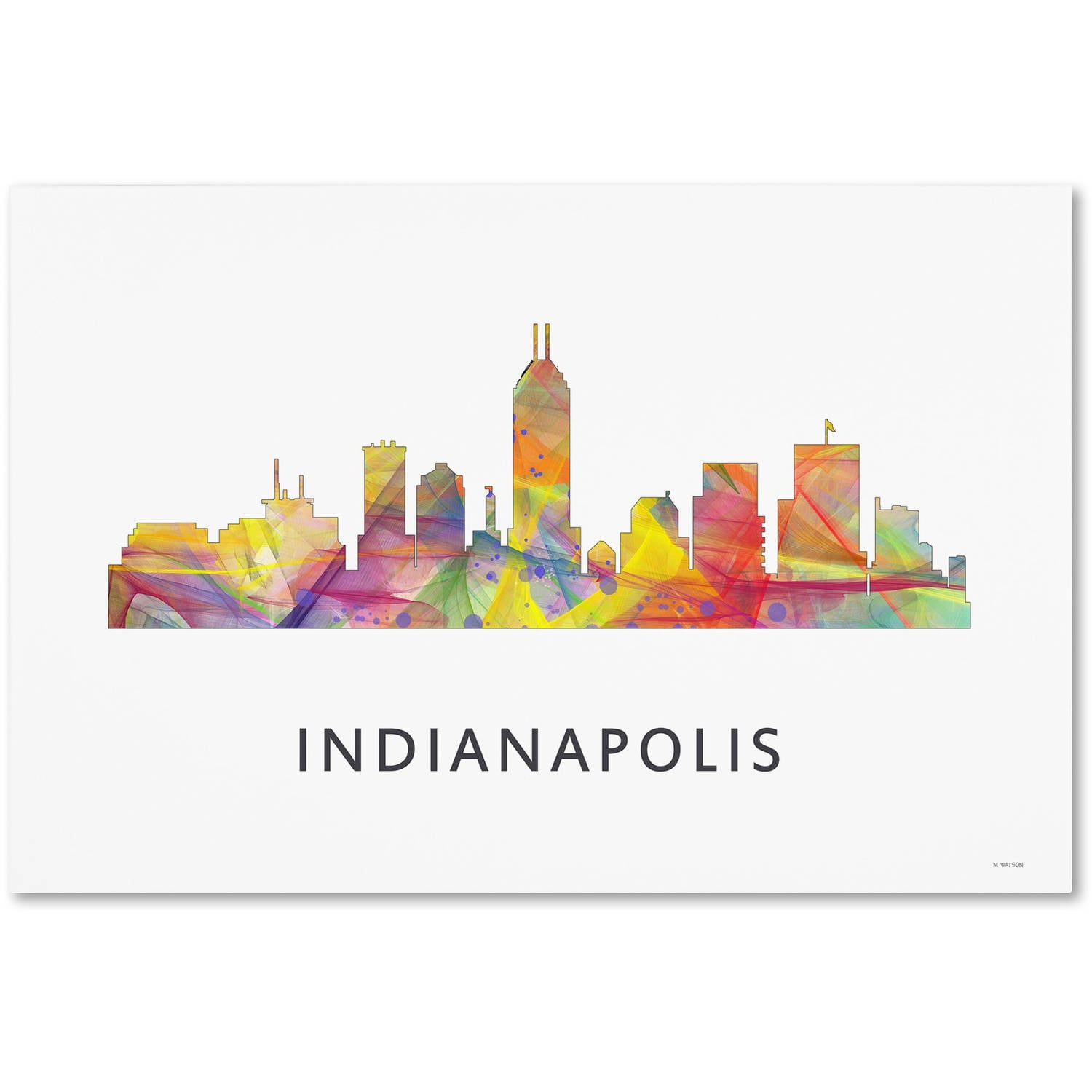 Indianapolis Indiana Skyline WB-1' Canvas Art by Marlene Watson