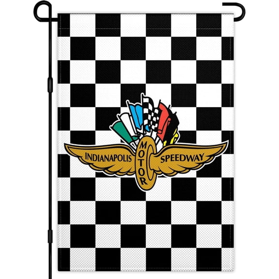 Indianapolis Motor Speedway Garden Flag 12x18 Inch Double Sided Small Black White Checkere Racing Garden Flags for Outside Lawn House Garage Outdoor Yard Garden Sign Decor