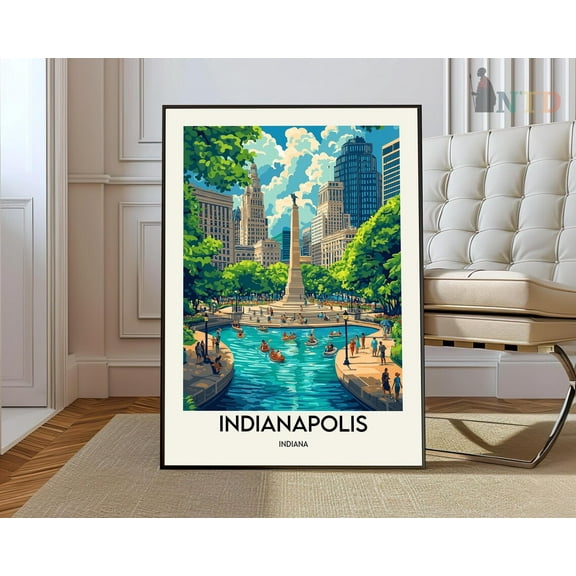 Indianapolis Poster, Indianapolisindianapolis Print, Indianapolis Photo, Indianapolis Poster Print, Indianapolis Travel Poster Wall Art, Modern Wall Decor, 16x24 UNFRAMED
