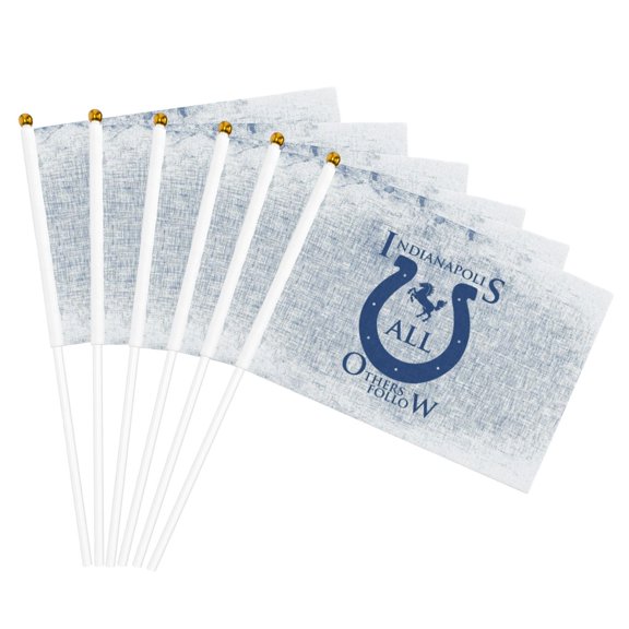 Indianapolis Team Double Sided Hand Waving Flag(Pack of 6), Spectator Hand Waving Flag, Fan Flag with Flagpole, Home, Party Decoration Flag, Mini Flag 5.5x8.2 Inch