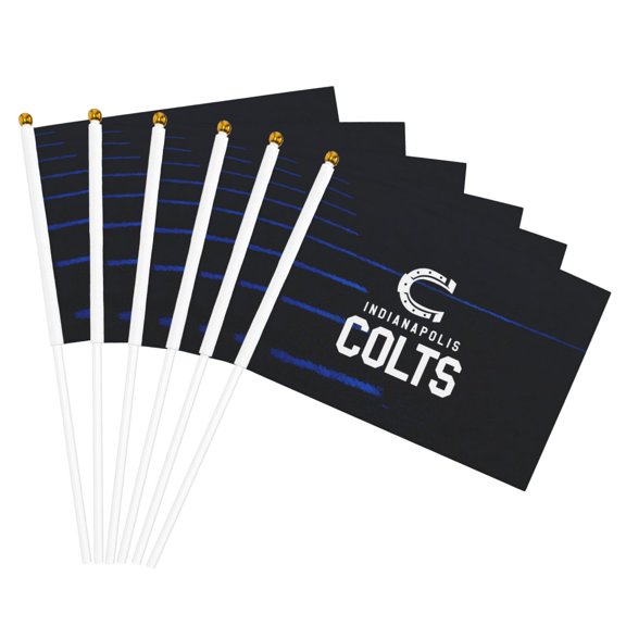 Indianapolis Team Double Sided Hand Waving Flag(Pack of 6), Spectator Hand Waving Flag, Fan Flag with Flagpole, Home, Party Decoration Flag, Mini Flag 5.5x8.2 Inch