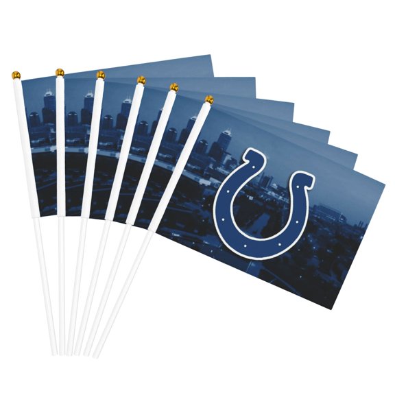 Indianapolis Team Double Sided Hand Waving Flag(Pack of 6), Spectator Hand Waving Flag, Fan Flag with Flagpole, Home, Party Decoration Flag, Mini Flag 5.5x8.2 Inch
