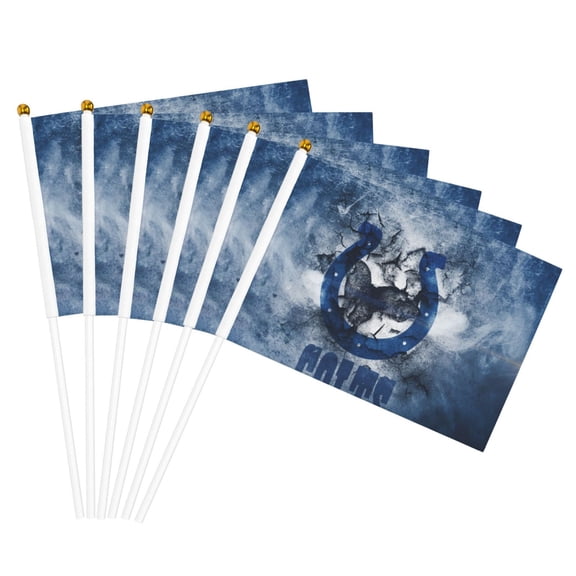 Indianapolis Team Double Sided Hand Waving Flag(Pack of 6), Spectator Hand Waving Flag, Fan Flag with Flagpole, Home, Party Decoration Flag, Mini Flag 5.5x8.2 Inch