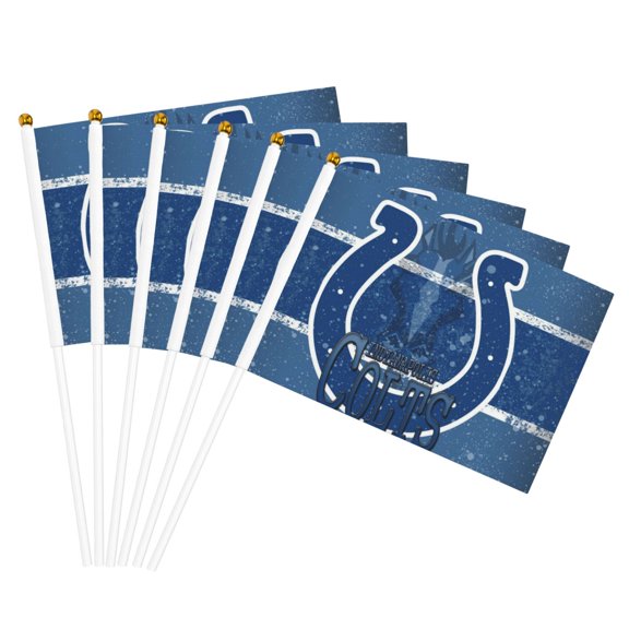 Indianapolis Team Double Sided Hand Waving Flag(Pack of 6), Spectator Hand Waving Flag, Fan Flag with Flagpole, Home, Party Decoration Flag, Mini Flag 5.5x8.2 Inch