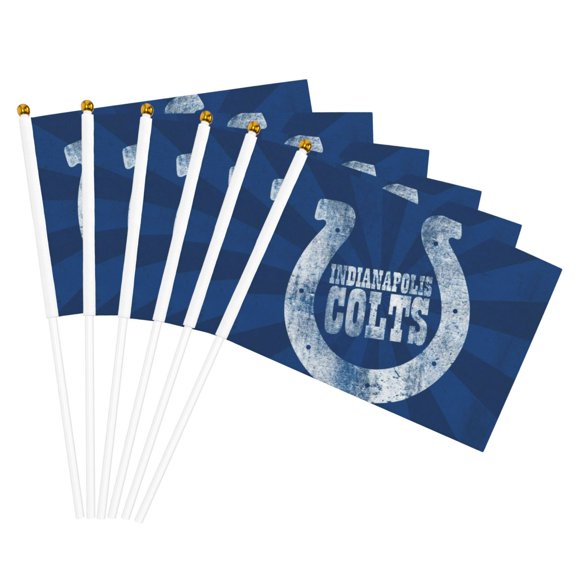 Indianapolis Team Double Sided Hand Waving Flag(Pack of 6), Spectator Hand Waving Flag, Fan Flag with Flagpole, Home, Party Decoration Flag, Mini Flag 5.5x8.2 Inch