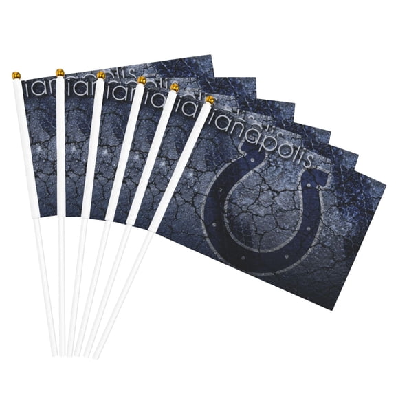 Indianapolis Team Double Sided Hand Waving Flag(Pack of 6), Spectator Hand Waving Flag, Fan Flag with Flagpole, Home, Party Decoration Flag, Mini Flag 5.5x8.2 Inch