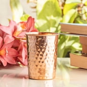 Indian Art Villa Handmade Copper Hammered Drinking Glass Tumbler for Water & Beverages, Brown Finish, Drinkware   9.3 oz