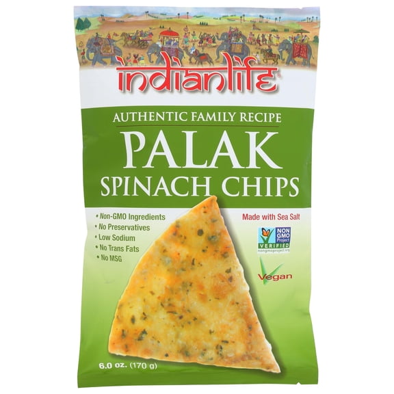 Indianlife - Crispy Palak Spinach Chips with Spicy Flavor - 6 OZ, Case of 12