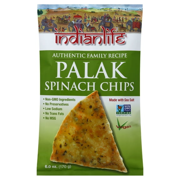 Indianlife Palek Spinach Chips 6 oz (Pack Of 12)