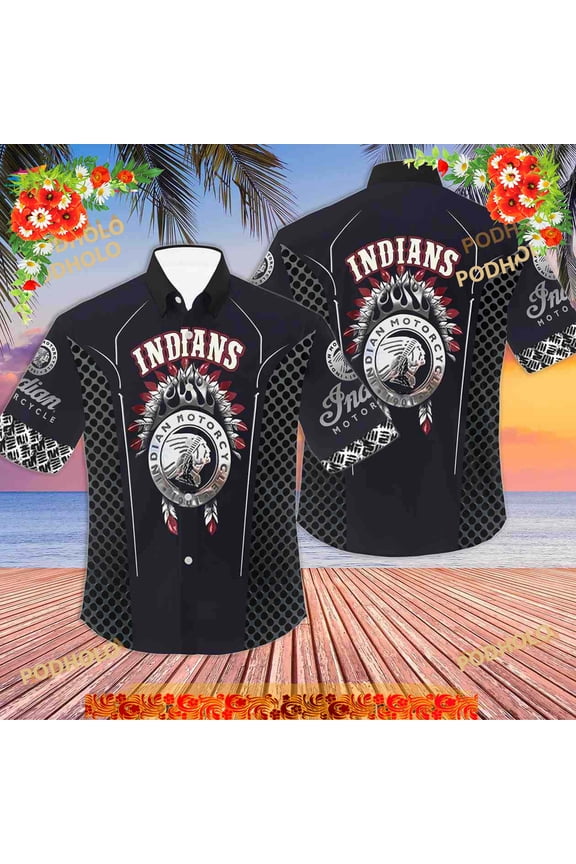 Indians Motorcycle Men 3D Funny Hawaiian Shirt