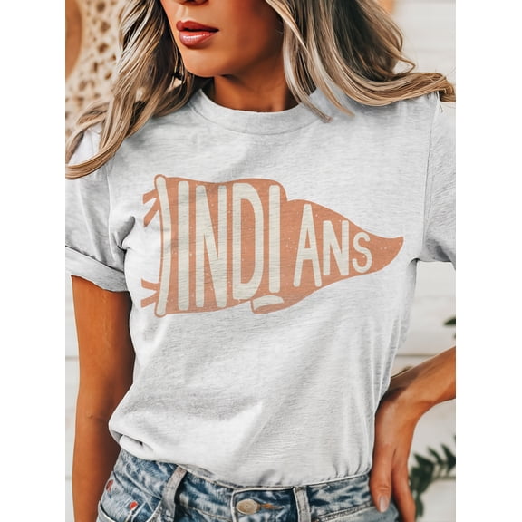 Indians Pennant Mascot TShirt Orange Game Day Unisex Tee