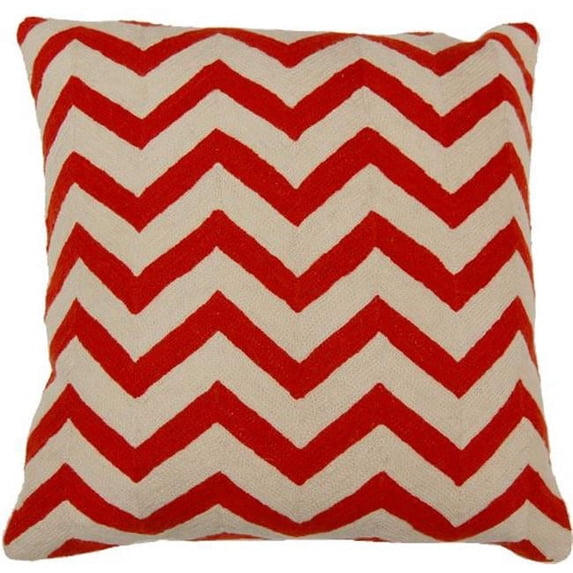 Indias Heritage C826 Chevron Coral Hand Embroidery Pillow- Coral
