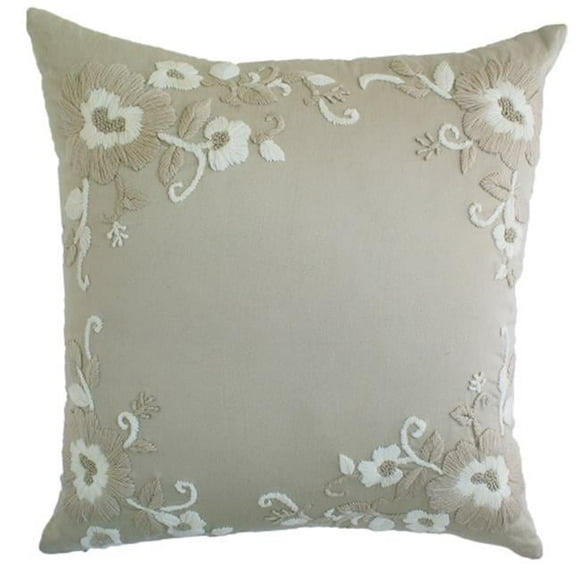 Indias Heritage C850 Hand Embroidered Pillow- Natural