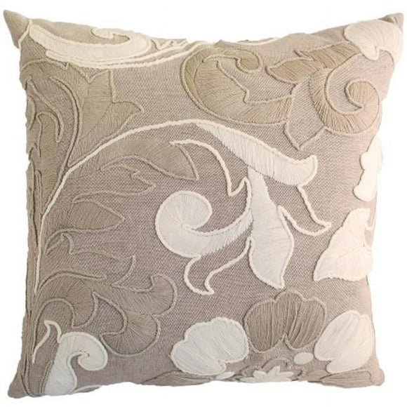 Indias Heritage  Hand Embroidered Pillow - Natural - 20 L x 20 W in