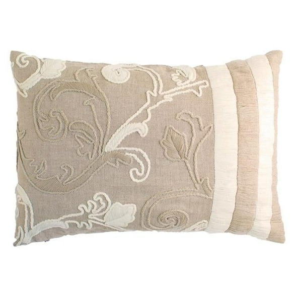 Indias Heritage  Hand Embroidered Pillow - Natural