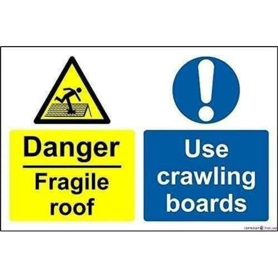 Indication Warning Danger Fragile Roof Use Crawling Boards Safety S Wall Art Outdoor Indoor 12x8 Inches Metal Tin Signs