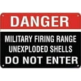 thumbnail image 1 of Indication Warning Danger Military Firing Range Unexploded Shells Do Not Enter Wall Art Outdoor Indoor 12x8 Inches Metal Tin Signs, 1 of 4