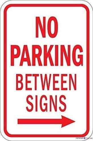 Indication Warning No Parking Between S with Right Arrow Wall Art ...