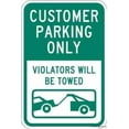 thumbnail image 1 of Indication Warning Sign Customer Parking Only Violators Will Be Towed, Green On White Wall Art Outdoor Indoor 12x8 Inches New Aluminum Metal tin Sign, 1 of 4