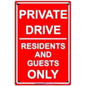 Indication Warning Sign Private Drive Residents and Guests Only Caution Alert Wall Art Outdoor Indoor 12x8 Inches New Aluminum Metal tin Sign
