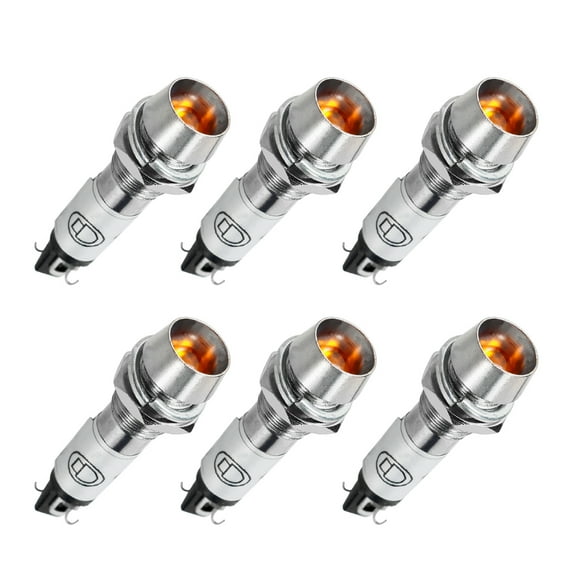 Indicator Light DC 12V, Neon Bulbs Yellow Metal Shell Panel Mount 5/16" 8mm 6Pcs
