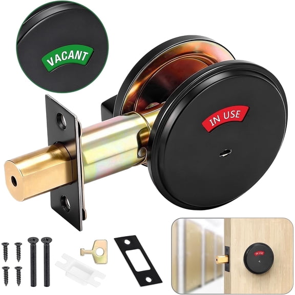 ANSI Grade 2 Privacy Lock for Restroom - Commercial Bathroom Deadbolt with Occupancy Indicator, Vacant/In-Use Display, Black