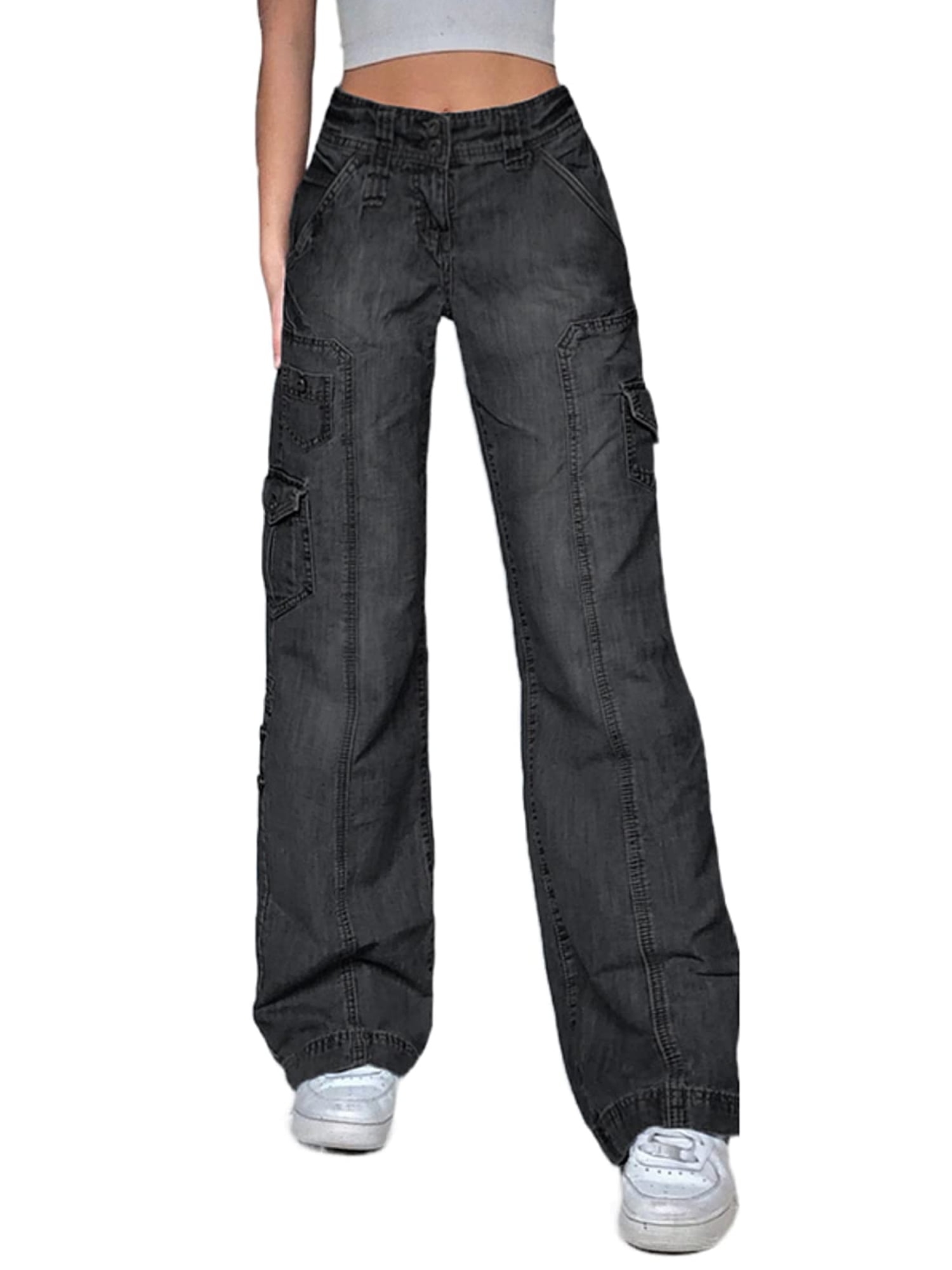 Y2k Indie Cargo Pants Black  Streetwear jeans, Womens fashion jeans, Black  jeans