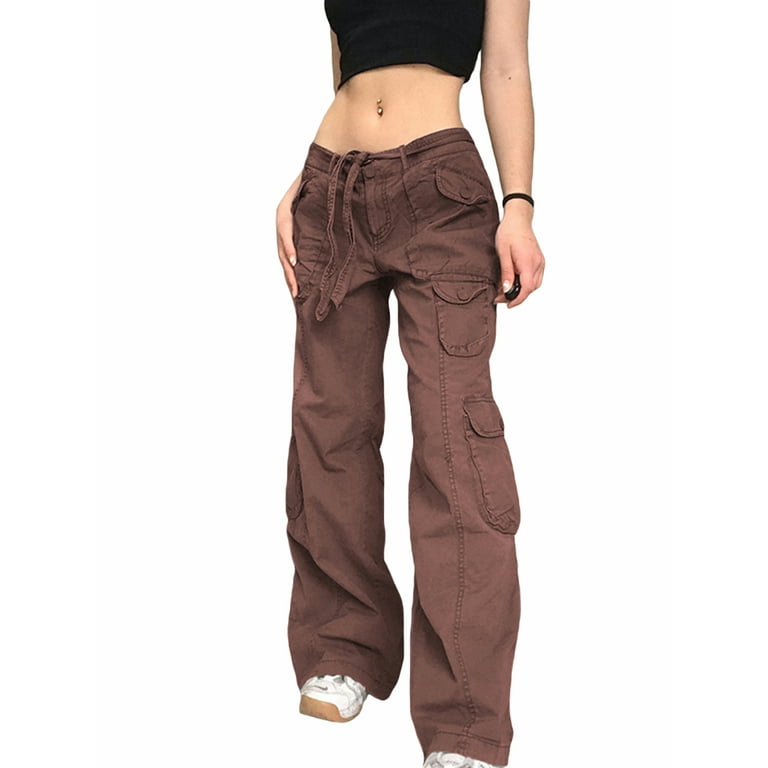 Indie Aesthetics E-Girl Vintage Trousers for Women Low Waist Flare Pants  Slim Fit Pockets Black Pants Cyber Y2K Streetwear