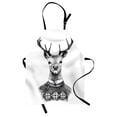thumbnail image 1 of Indie Apron Hand Drawn Deer Portrait in a Nordic Style Knitted Sweater Hipster Christmas, Unisex Kitchen Bib Apron with Adjustable Neck for Cooking Baking Gardening, Charcoal Grey White, by Ambesonne, 1 of 3