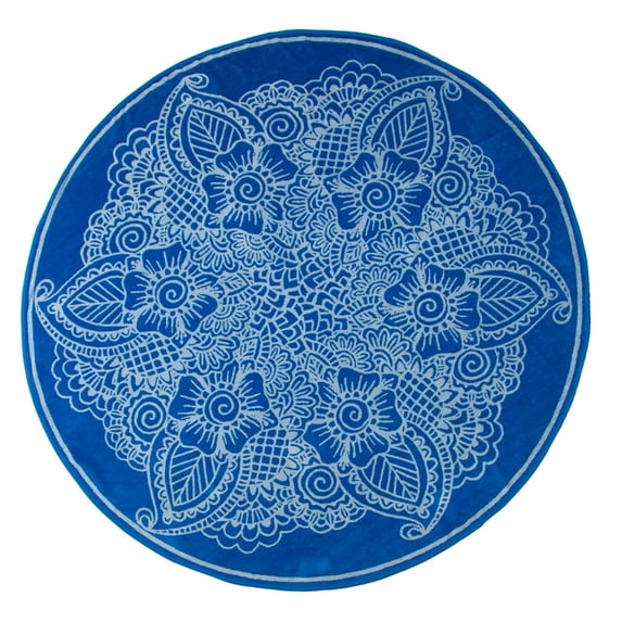Indie Cotton Round Beach Towel by Blue Nile Mills , Teal