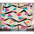 thumbnail image 1 of Ambesonne Indie Curtains 2 Panel Set, 80s Funky Memphis Fashion, 108" x 90", Multicolor, 1 of 3