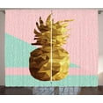 thumbnail image 1 of Ambesonne Indie Curtains 2 Panel Set, Poly Pineapple Summer, 108" x 63", Mint Green Pale Brown, 1 of 3