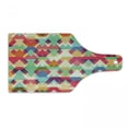 thumbnail image 1 of Indie Cutting Board, Abstract Vibrant Colorful Triangles Overlap Geometric Design with Display, Decorative Tempered Glass Cutting and Serving Board, Wine Bottle Shape, Multicolor, by Ambesonne, 1 of 1