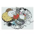 thumbnail image 1 of Indie Cutting Board, Animal and Food Themed Composition Crazy Doodle Panda Bird Cat Watermelon, Decorative Tempered Glass Cutting and Serving Board, Large Size, Multicolor, by Ambesonne, 1 of 1