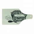 thumbnail image 1 of Indie Cutting Board, Hipster Gentleman Skull with Mustache and Eyeglasses with Inscription Vintage, Decorative Tempered Glass Cutting and Serving Board, Wine Bottle Shape, Black Cream, by Ambesonne, 1 of 1