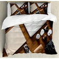 thumbnail image 1 of Indie Duvet Cover Set, Professional Set up for Photographers Designers Work Place Equipment on Table, Decorative 3 Piece Bedding Set with 2 Pillow Shams, Queen Size, Brown Beige Black, by Ambesonne, 1 of 3