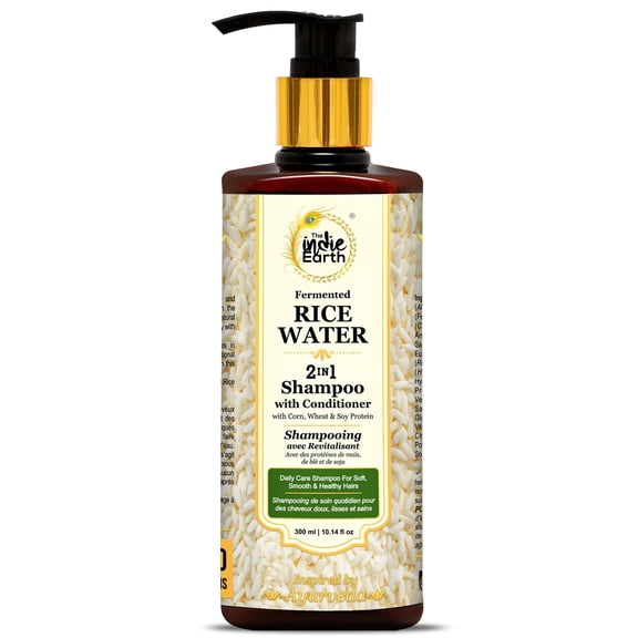 The Indie Earth 2-IN-1 Fermented Rice Water Shampoo with Conditioner with Corn, Wheat and Soy Protein  NO ADDITIONAL CONDITIONER REQUIRED Daily Care Shampoo For Soft, Smooth & Healthy Hairs 300ml
