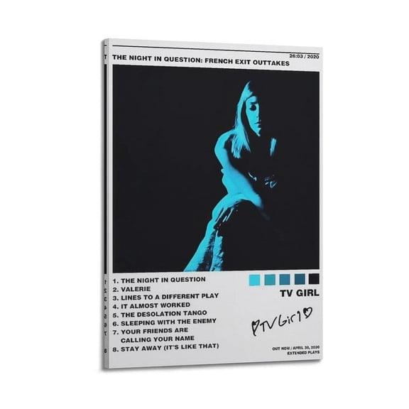 Indie Pop Music Album Outtakes Minimalist Black and White Mid-Century Modern Wall Art, Unframed Poster
