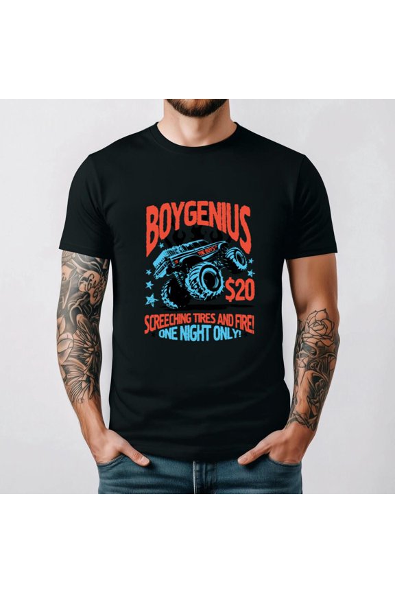 Indie Rock Inspired Tires Fire Retro Night Show Graphic Style T-shirt, up to size 5XL.