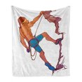 thumbnail image 1 of Indie Soft Flannel Fleece Blanket, Athletic Man Climbing up the Cliff Rocky Mountain Professional Summer Sports, Cozy Plush for Indoor and Outdoor Use, 50" x 70", Blue Mauve Ginger, by Ambesonne, 1 of 5