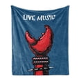 thumbnail image 1 of Indie Soft Flannel Fleece Blanket, Crab Claw with Spiky Wristbands Heavy Rock Live Music Performance Inscription Art, Cozy Plush for Indoor and Outdoor Use, 50" x 60", Blue Red Black, by Ambesonne, 1 of 5