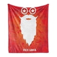thumbnail image 1 of Indie Soft Flannel Fleece Blanket, Rock Santa Claus Christmas Theme Beard Silhouette and Round Glasses with Stars, Cozy Plush for Indoor and Outdoor Use, 50" x 60", Red Orange White, by Ambesonne, 1 of 6