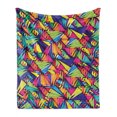 thumbnail image 1 of Indie Soft Flannel Fleece Throw Blanket, Geometrical Hipster Pattern with Triangles Vibrant Optical Illusion Abstract, Cozy Plush for Indoor and Outdoor Use, 60" x 80", Multicolor, by Ambesonne, 1 of 6