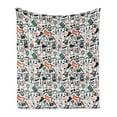 thumbnail image 1 of Indie Soft Flannel Fleece Throw Blanket, Hipster Fashion Themed Pattern Clothing Accessories and Sketchy Art, Cozy Plush for Indoor and Outdoor Use, 50" x 70", Seafoam Orange Black, by Ambesonne, 1 of 6